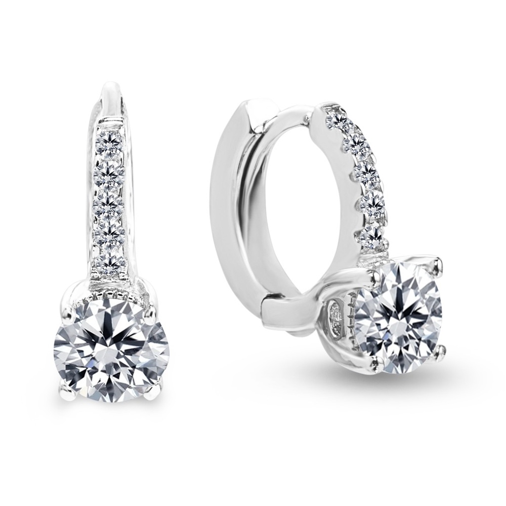 NEW Sterling Silver CZ Simulated Diamond Huggie Earrings